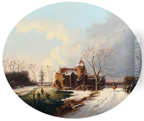 A Crisp Winter Morning Oil Painting - Regis Francois Gignoux