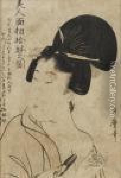 Kvinna Som Klipper Naglarna Oil Painting - Kitagawa Utamaro