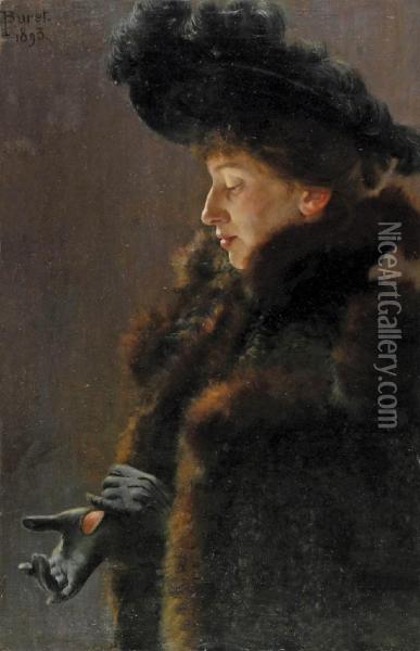 Portret Damy W Futrze Oil Painting - Florent Buret