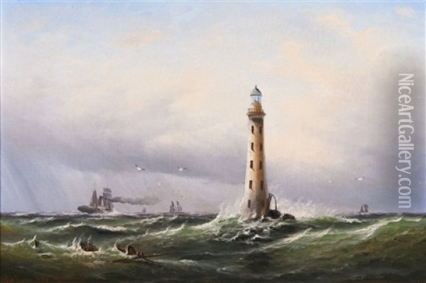 Der Eddystone-leuchtturm Oil Painting - Alfred Serenius Jensen