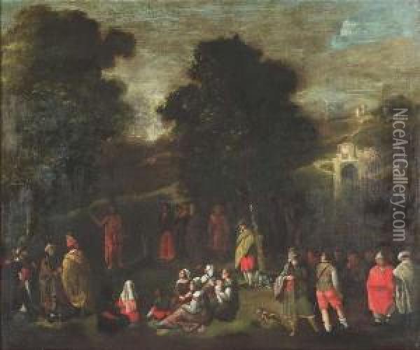 The Homily Of Saint John The Baptist. Oil/canvas/canvas Oil Painting - Adriaen The Elder Verdoel