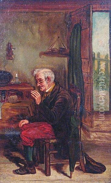 A Gentleman At His Table Oil Painting - Erskine E. Nicol