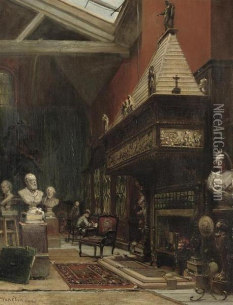 In The Studio Of The Sculptor Sir Joseph-edgar Boehm, Paris Oil Painting - Pierre-Henri-Theodore Tetar van Elven