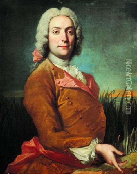 Portrait De Gentilhomme Sur Fond De Paysage Oil Painting - Marc Nattier the Elder