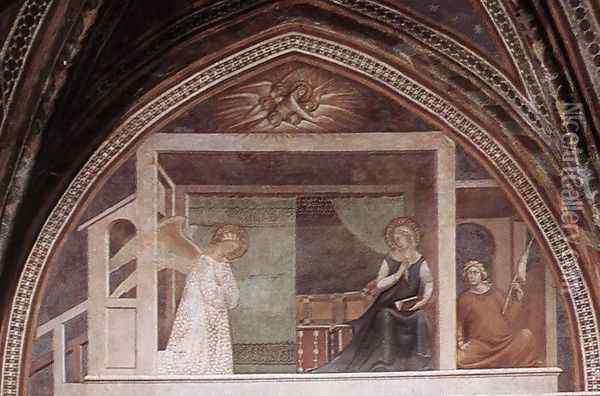 The Annunciation Oil Painting - Barna Da Siena