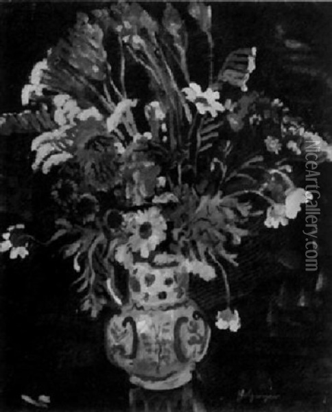 Krug Mit Blumen Oil Painting - Rudolf Holzinger