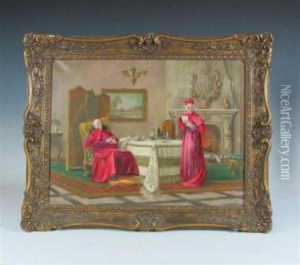 A Painting Of Cardinals Oil Painting - Francois Brunery