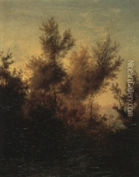 Waldlandschaft Mit Herbstlichen Baumen Oil Painting - Arnold Boecklin