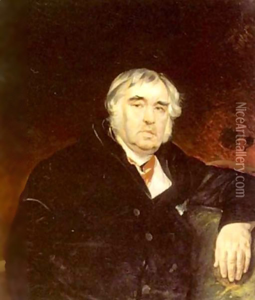 Portrait of I A Krylov 1839 Oil Painting - Julia Vajda