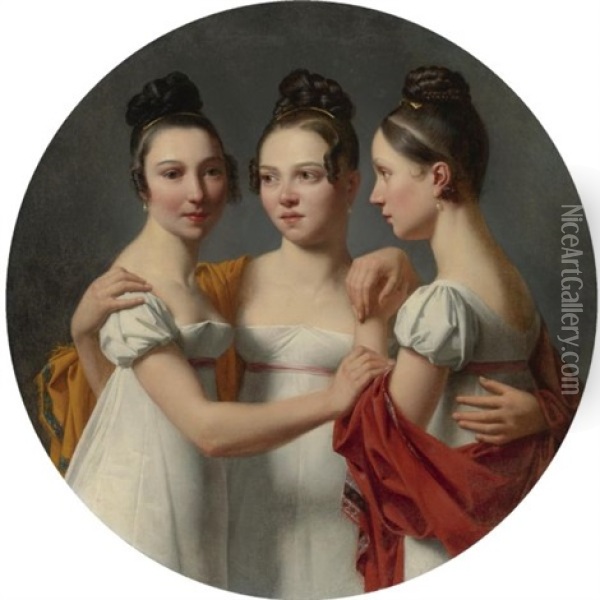 The Three Graces Oil Painting - Alexandre Jean Dubois-Drahonet