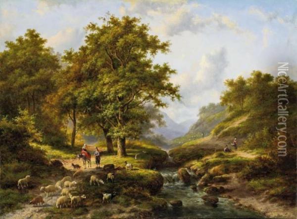 Flusslandschaft Mitschafherde Oil Painting - Eugene Joseph Verboeckhoven