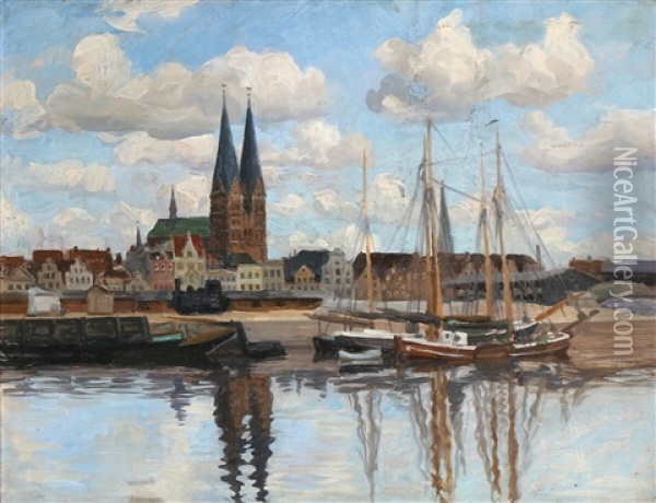 Fra Lubecks Havn Oil Painting - Peter Marius Hansen