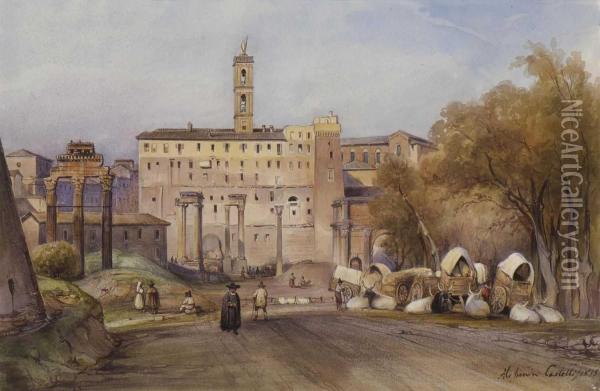 Rom - Forum Romanum Mit Blick Auf Das Kapitol Oil Painting - Alessandro Castelli