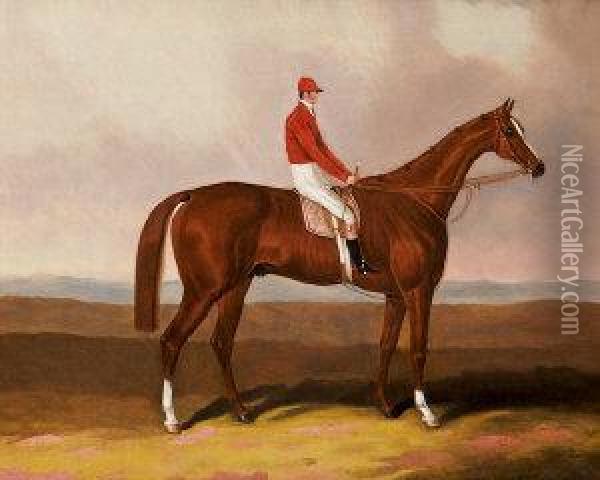 Racehorse With Jockey-up In A Landscape Oil Painting - Samuel Spode
