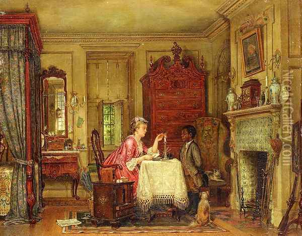 Drafting the Letter Oil Painting - Edward Lamson Henry