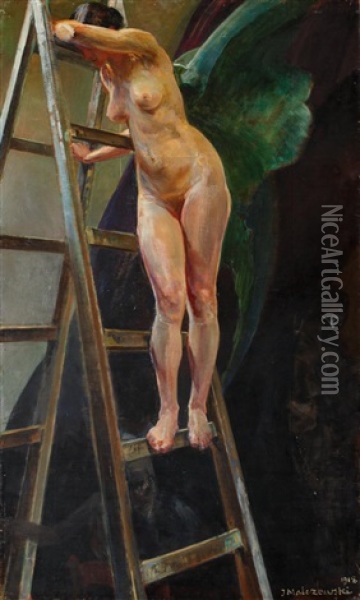 Muza Na Drabinie Oil Painting - Jacek Malczewski