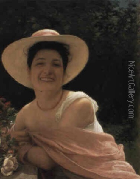 De Glimlachende Vrouw Oil Painting - Jan van Beers