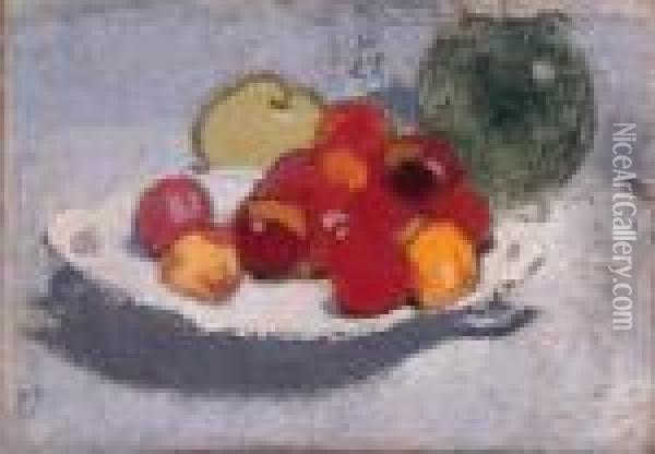 Still Life With Fruit Oil Painting - Helene Schjerfbeck
