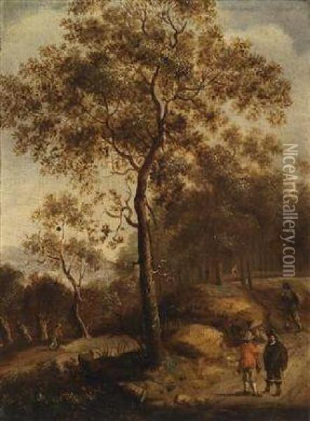 A Wooded Landscape With Travellers Oil Painting - Jan Wijnants