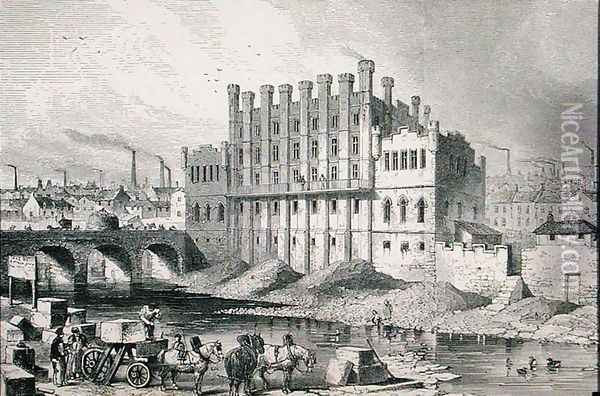 The Castle Grinding Mill at Sheffield from Cyclopaedia of Useful Arts & Manufactures by Charles Tomlinson, c.1880s Oil Painting - Josiah Wood Whymper