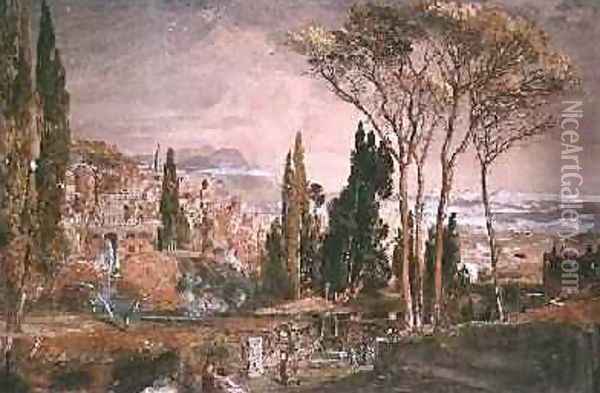 View from the Villa d'Este at Tivoli, 1839 Oil Painting - Samuel Palmer