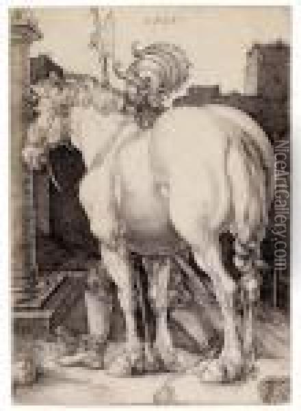 The Large Horse (b. 97; M., Holl. 94; S.m.s. 43) Oil Painting - Albrecht Durer