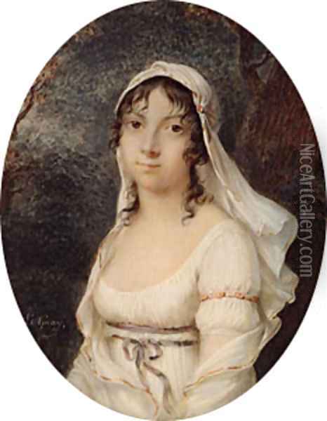 Portrait of a Woman ca 1800 Oil Painting - Etienne-Charles Leguay