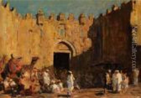 Das Damaskus-tor In Jerusalem Oil Painting - Erich Kips