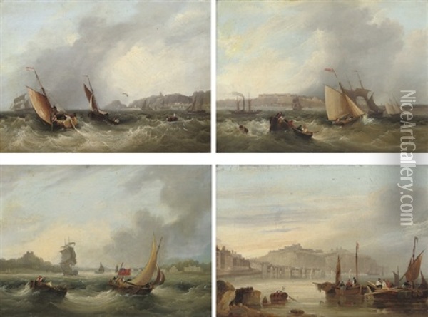 Ports Of The English Channel (+ 3 Others; 4 Works) Oil Painting - Frederick Calvert