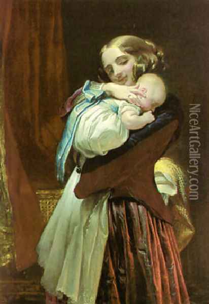 Maternal affection Oil Painting - Charles West Cope