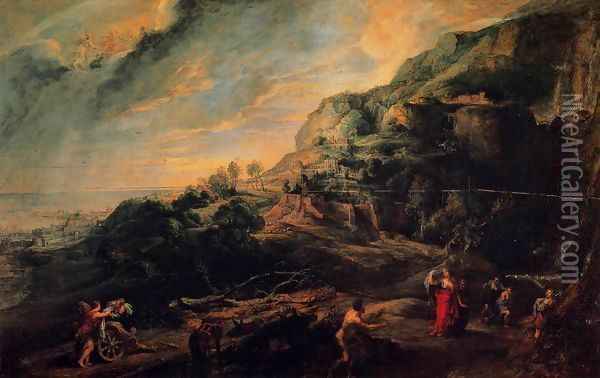 Ulysses and Nausicaa on the Island of the Phaeacians Oil Painting - Peter Paul Rubens
