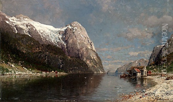 By Vid Fjorden Oil Painting - Anders Monsen Askevold