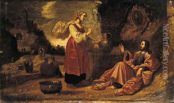Christ and the woman of Samaria Oil Painting - Rombout Van Troyen