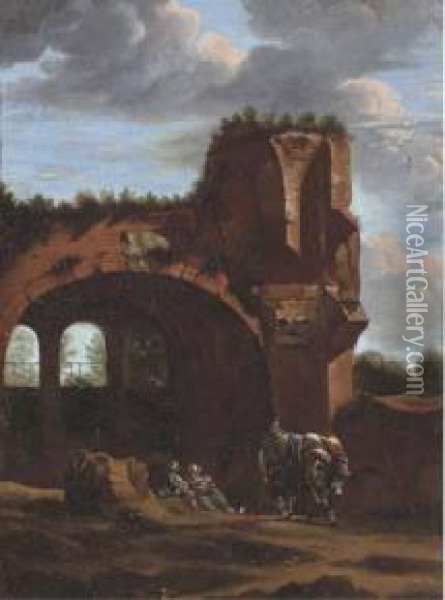 An Italianate Landscape With Travellers Oil Painting - Jan Asselyn