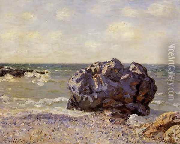 Langland Bay, Storr's Rock, Morning Oil Painting - Alfred Sisley