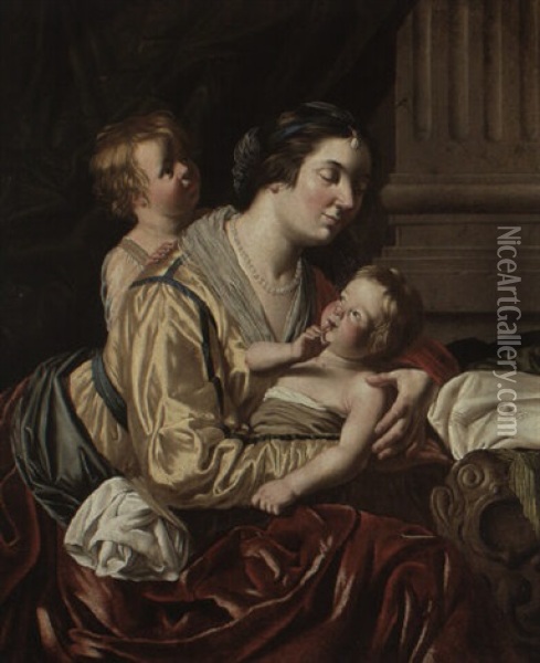 Mutter Mit Zwei Kindern Oil Painting - Jan Van Bijlert