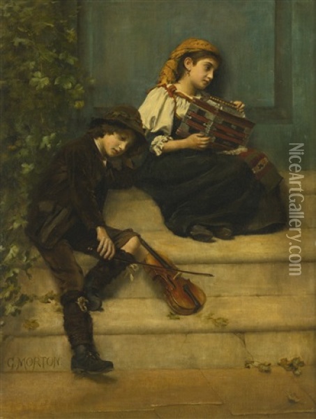 Little Musicians Oil Painting - George Morton