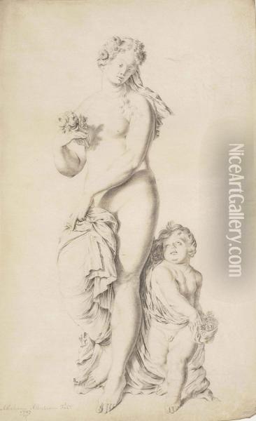 Venus And Cupid Oil Painting - Abraham Alensoon