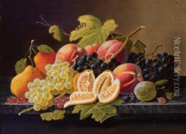 Fruit Still Life With Lemon Oil Painting - Severin Roesen