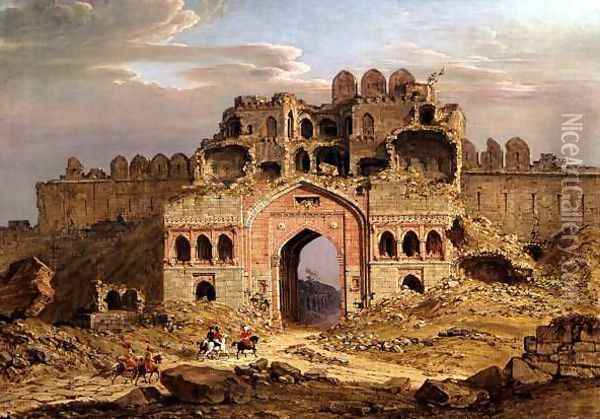 Inside the Main Entrance of the Purana Qila, Delhi, 1823 Oil Painting - Robert Smith