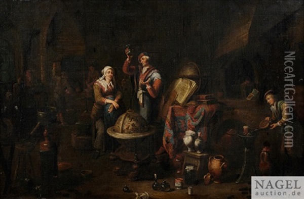 Im Studio Eines Alchemisten Oil Painting - Balthasar Van Den Bossche