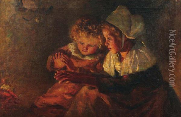 Deux Jeunes Enfants A La Chandelle Oil Painting - Margaret Campbell Macpherson