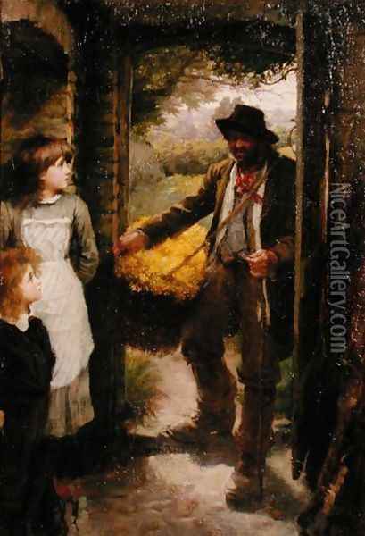The Cowslip Gatherer Oil Painting - James Jebusa Shannon