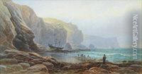 Wreckers In A Cove Oil Painting - Thomas Hart