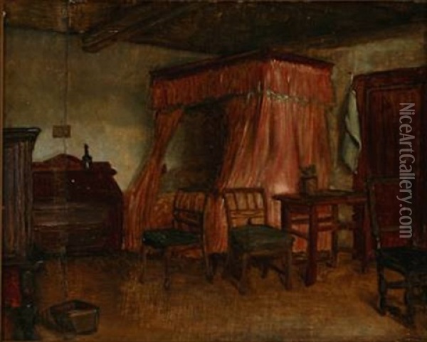 Ole Kraemmer's Livingroom In Hornbaek, Denmark Oil Painting - Viggo Johansen
