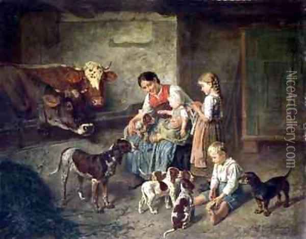 Contentment Oil Painting - Adolf Eberle
