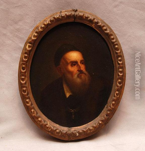 Portrait Of A Bearded Gentleman Oil Painting - Tiziano Vecellio (Titian)