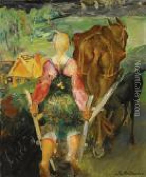 Ploughing Oil Painting - Philippe Andreevitch Maliavine