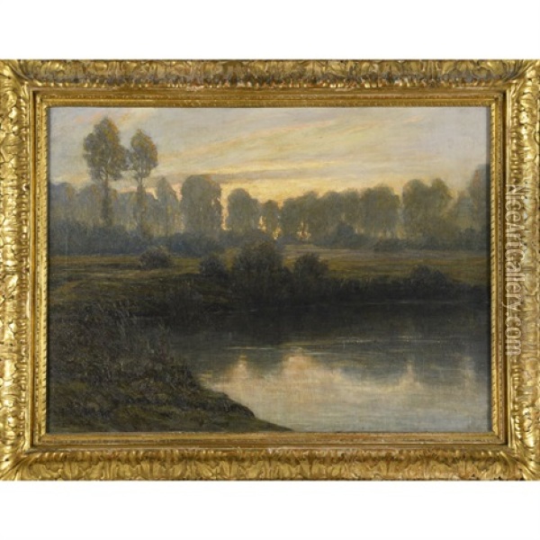 Untitled - Evening Landscape Oil Painting - George Howland