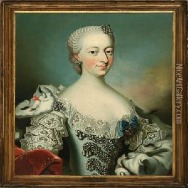 Portrait Of Queen Juliane Marie Of Denmark Oil Painting - Peder Wichmann